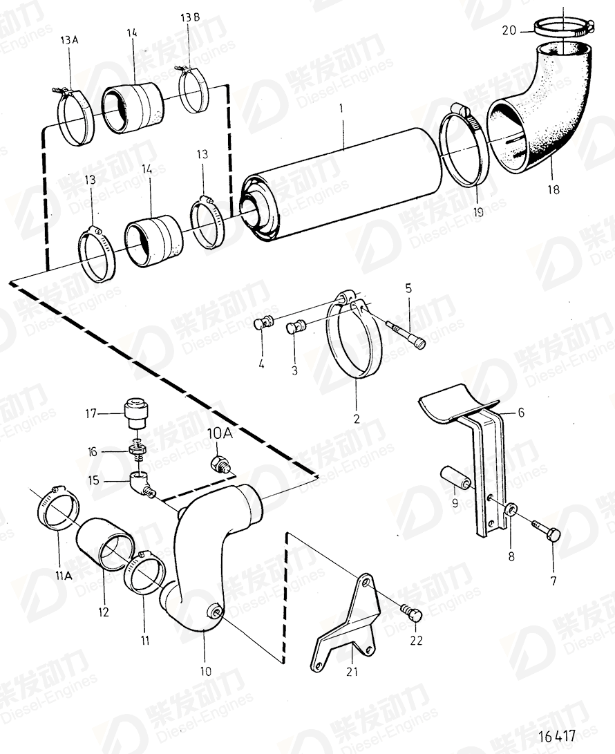 VOLVO Connecting pipe 3825087 Drawing